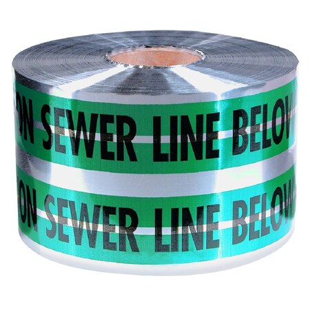 Milwaukee Tool 6" X 1000-FT MAGNATEC GREEN  PREMIUM DETECTABLE "CAUTION SEWER LINE BELOW" 31-055